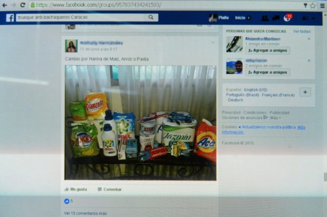View of a screen showing a Facebook group account for the exchange of scarce products in C