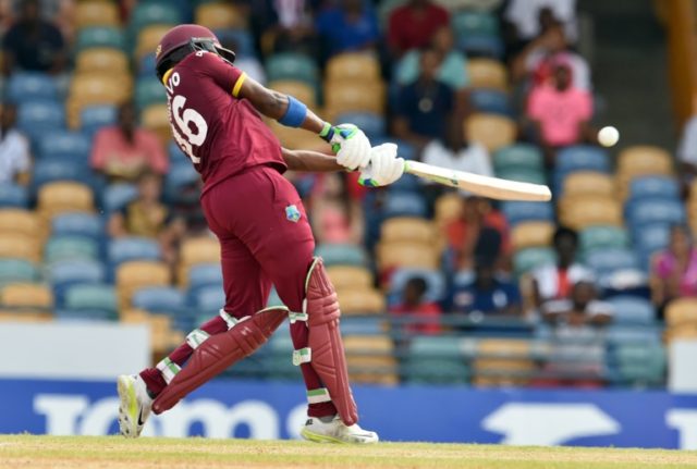 West Indies cricketer Darren Bravo plays a shot during the 9th One Day International match