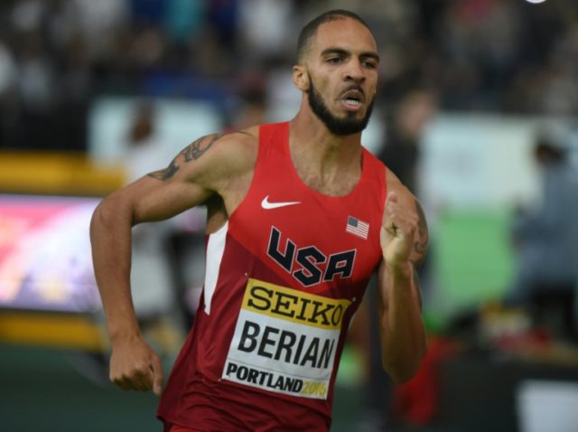 The USA's Boris Berian competes in the 800 meters at the IAAF World Indoor athletic champi