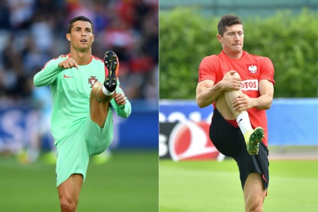 Portugal's forward Cristiano Ronaldo and Poland's forward Robert Lewandowski will face off