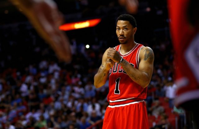 Derrick Rose of the Chicago Bulls, pictured on April 7, 2016, was traded to the New York K