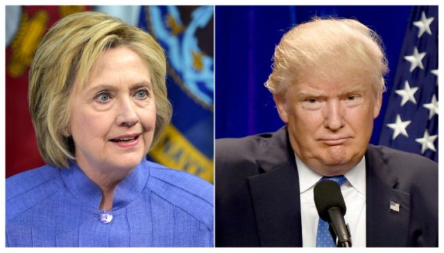 Hillary Clinton (left) leads Donald Trump by 42 percent to 40 percent, according to the la