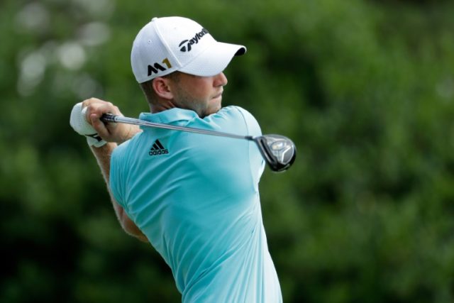 Daniel Berger hits off the 17th tee during the third round of the FedEx St. Jude Classic a