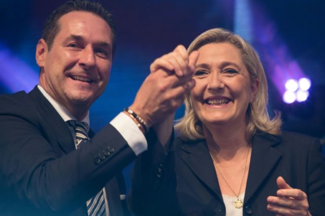 Marine Le Pen with Heinz-Christian Strache of Austria's far-right Freedom Party