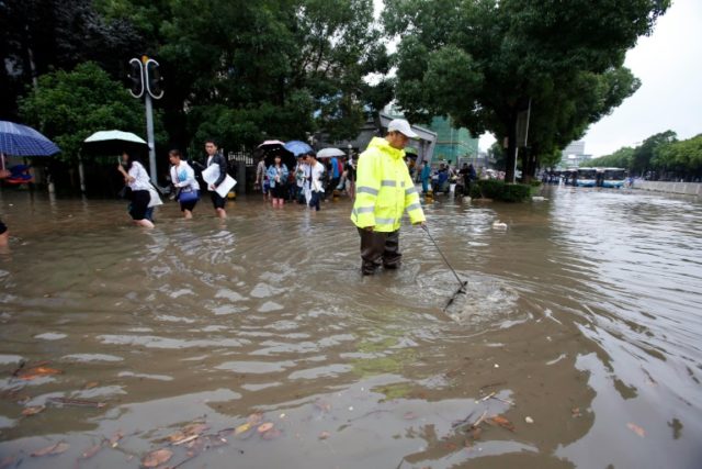 A flooded street last week in Wuhan, central China's Hubei province