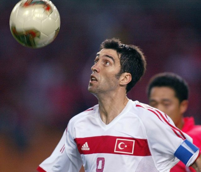 Turkish forward Hakan Sukur in action at the 2002 World Cup in South Korea