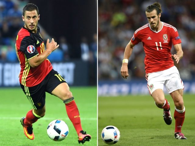 Wales talisman Gareth Bale (R) and Belgium star Eden Hazard will lead their teams into bat