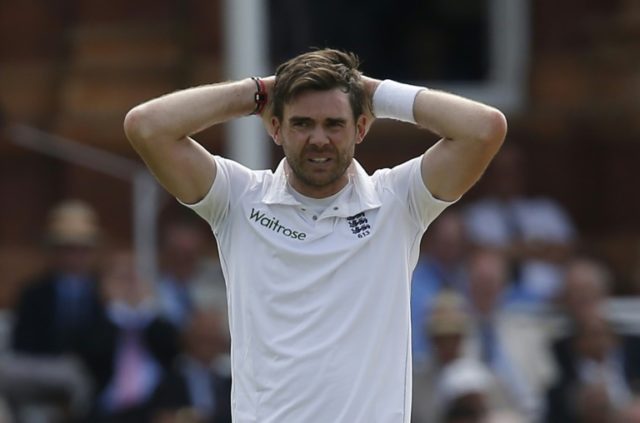 England's James Anderson pictured during the second day of the third Test against Sri Lank