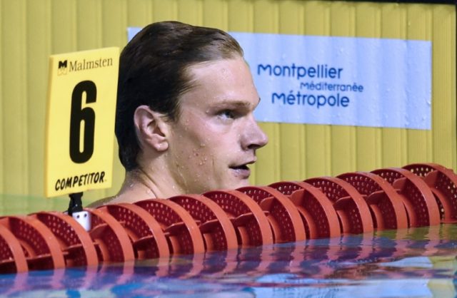 French swimmer Yannick Agnel pictured after the men's 100m freestyle series of the French