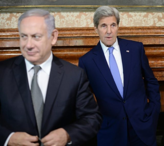 Israeli Prime Minister Benjamin Netanyahu (left) meets US Secretary of State John Kerry at