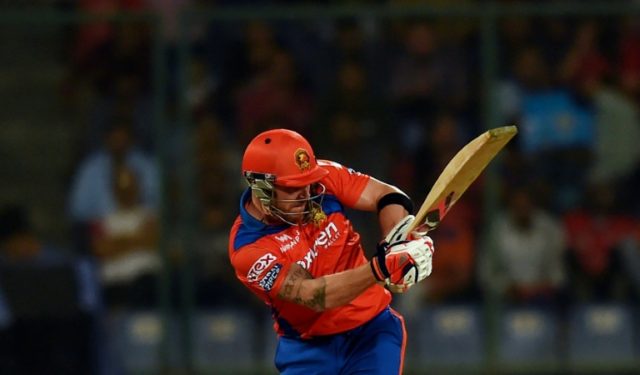 Gujarat Lions Brendon McCullum plays a shot during the 2016 Indian Premier League Twenty20