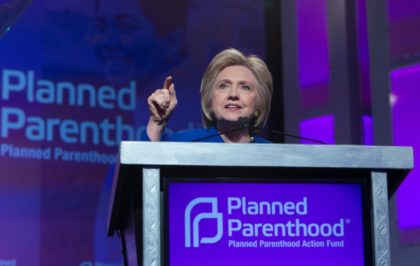 Democratic presidential candidate Hillary Clinton addresses the Planned Parenthood Action