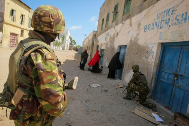 Soldiers of the Kenyan Contingent serving with the African Union Mission in Somalia (AMISO