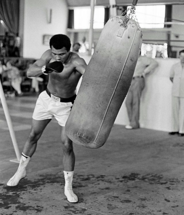 Muhammad Ali trains before the big fight in Kinshasa, Zaire in October 1974