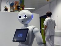 The robot Pepper during a press conference oat the CHR Citadel hospital centers of Liege on June 13, 2016 The robot Pepper during a press conference oat the CHR Citadel hospital centers of Liege on June 13, 2016