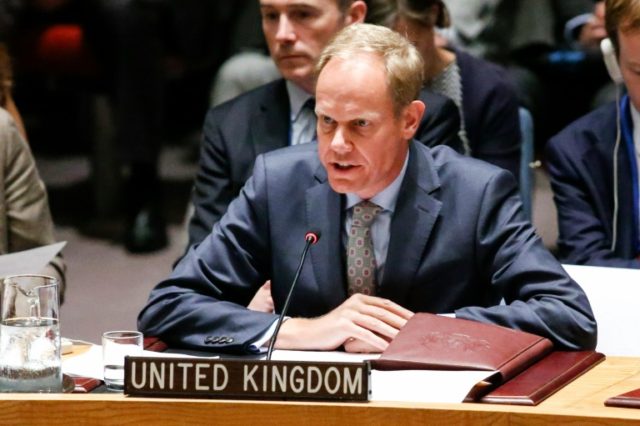 Matthew Rycroft, British Ambassador to the United Nations, speaks during a Security Counci