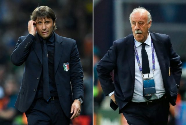 Italy coach Antonio Conte (left) will go head-to-head against Spanish counterpart Vicente