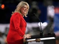 AP_16200645010478 Sharon Day, Co-Chair of the Republican National Committee speaks during the opening day of the Republican National Convention in Cleveland, Monday, July 18, 2016. (