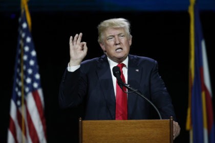 Republican presidential candidate Donald Trump speaks during the opening session of the We