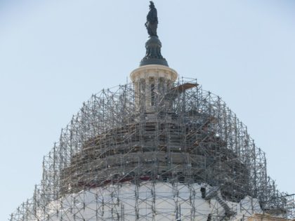 Scaffolding still wraps around the Senate and the Capitol Dome as part of a long-term repa