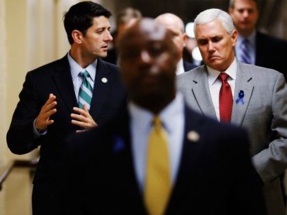 WASHINGTON, DC - JULY 25: House Budget Committee Chairman Paul Ryan (R-WI) (L) talks with