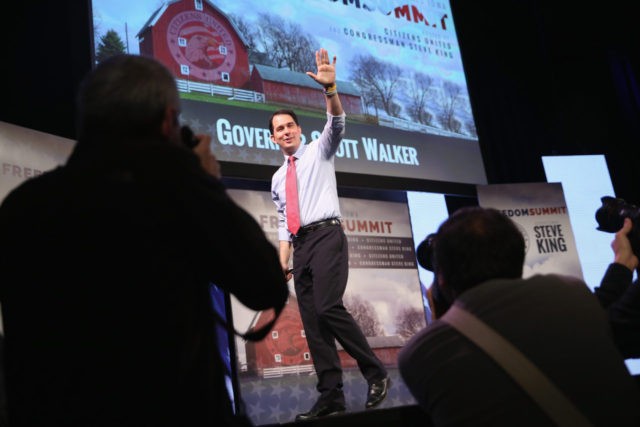 DES MOINES, IA - JANUARY 24: Wisconsin Gov. Scott Walker speaks to guests at the Iowa Fre