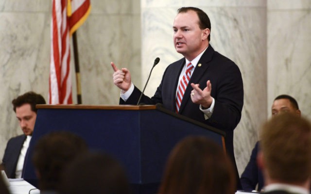 WASHINGTON, DC - APRIL 28: Senator Mike Lee speaks during #JusticReformNow Capitol Hill Advocacy Day at Russell Senate Office Building on April 28, 2016 in Washington, DC. (Photo by Leigh Vogel/Getty Images)