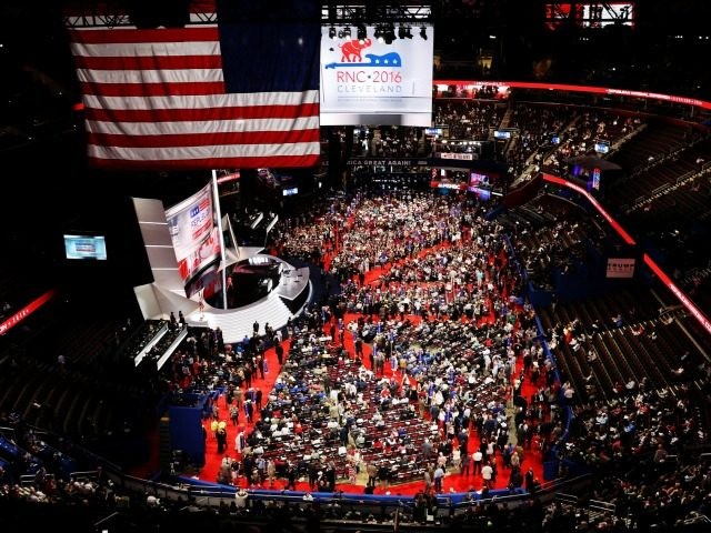 CLEVELAND, OH - JULY 18: on the first day of the Republican National Convention on July 18, 2016 at the Quicken Loans Arena in Cleveland, Ohio. An estimated 50,000 people are expected in Cleveland, including hundreds of protesters and members of the media. The four-day Republican National Convention kicks off …