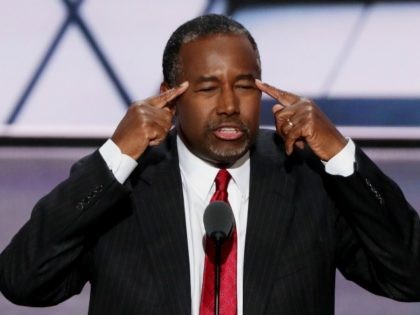 Former Republican presidential candidate Ben Carson delivers a speech on the second day of the Republican National Convention on July 19, 2016 at the Quicken Loans Arena in Cleveland, Ohio. Republican presidential candidate Donald Trump received the number of votes needed to secure the party's nomination. An estimated 50,000 people …