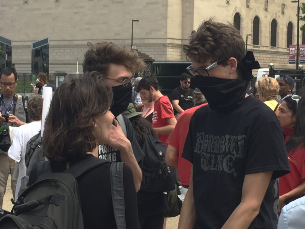 Masked Protesters at Cleveland RNC (Joel Pollak / Breitbart News)
