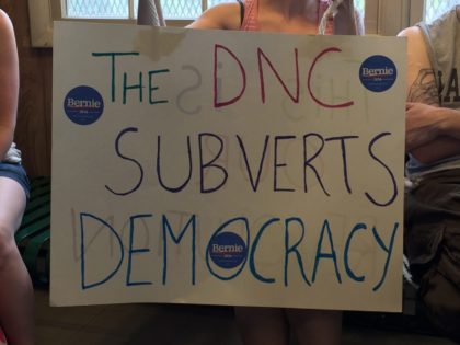 DNC Protest Sign (Joel Pollak / Breitbart News)
