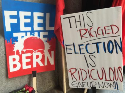 DNC Protest Sign (Joel Pollak / Breitbart News)