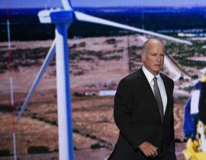 Jerry Brown windmill (Saul Loeb / AFP / Getty)