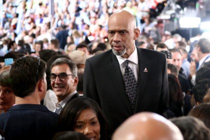 PHILADELPHIA, PA - JULY 28: Retired professional basketball player Kareem Abdul-Jabbar attends the fourth day of the Democratic National Convention at the Wells Fargo Center, July 28, 2016 in Philadelphia, Pennsylvania. Democratic presidential candidate Hillary Clinton received the number of votes needed to secure the party's nomination. An estimated 50,000 …