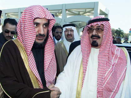 Saudi Arabian Crown Prince Abdullah Bin Abdul Aziz Al-Saud (right) …