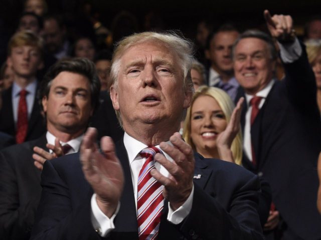 Trump applauds Cruz (Dominick Reuter / AFP / Getty)