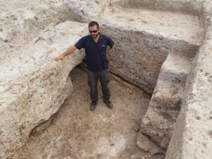Joppe Gosker, excavation director on behalf of the Israel Antiquities Authority, inside th