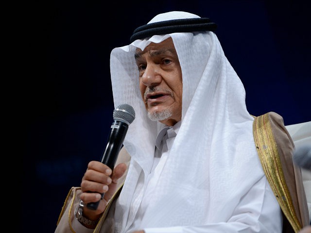 NEW YORK, NY - OCTOBER 02: Founder and trustee of the King Faisal Foundation as well as the Chairman of the King Faisal Centre for Research and Islamic Studies HRH Prince Turki Al-Faisal speaks on stage during the 2015 Concordia Summit at Grand Hyatt New York on October 2, 2015 …