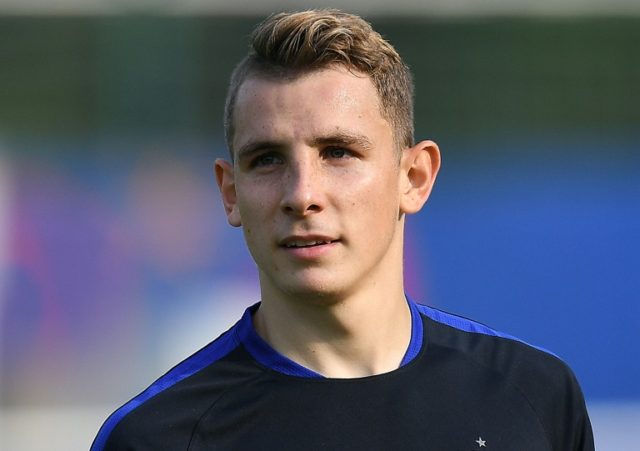 France's defender Lucas Digne attends a training session in Clairefontaine en Yvelines on