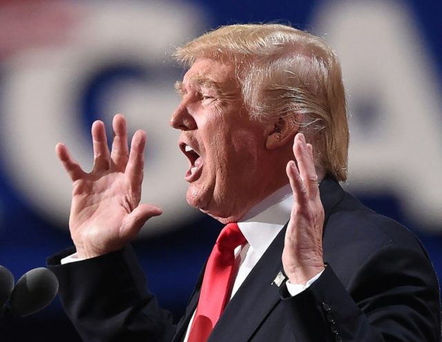 Republican presidential candidate Donald Trump addresses the final night of the Republican