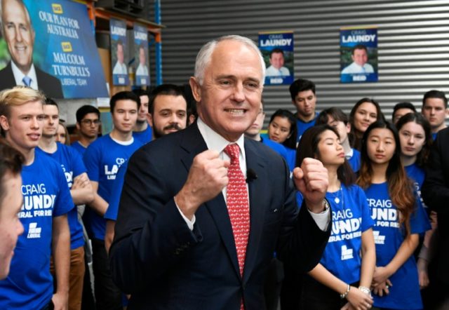 Australia's Prime Minister Malcolm Turnbull speaks at a campaign event in Sydney on July 1