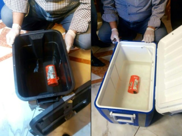 This photo taken on June 17, 2016 shows the flight recorders from the EgyptAir plane that