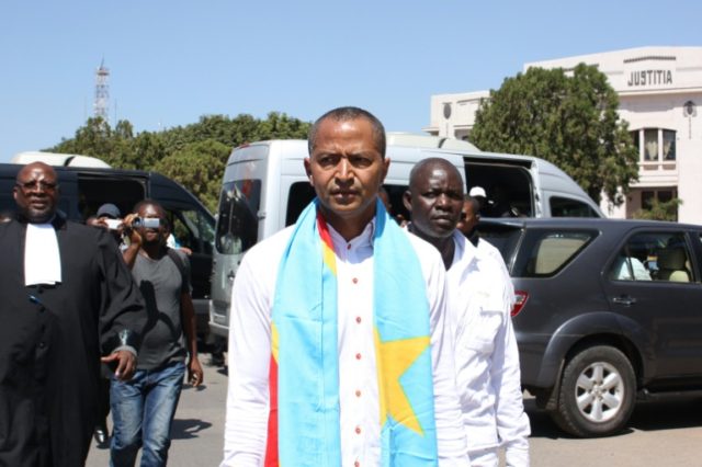 Opposition figure Moise Katumbi (C), pictured on May 13, 2016, said he would not withdraw