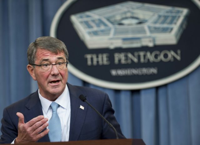 US Secretary of Defense Ashton Carter, seen during a press briefing at the Pentagon, in Wa