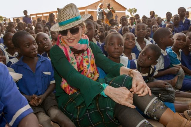 US pop diva Madonna, pictured on November 30, 2014 in the Kasungu District of Central Mala
