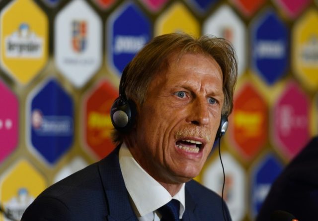 Christoph Daum, Romania's new coach, attends a press conference in Bucharest on July 7, 20