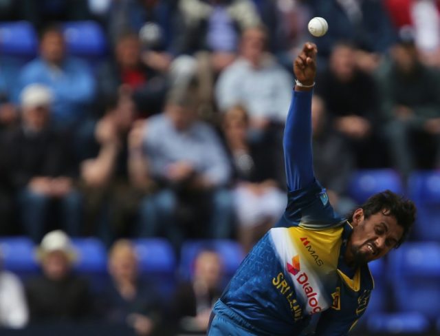 Sri Lanka's Suranga Lakmal bowls during play in the fifth one day international (ODI) matc