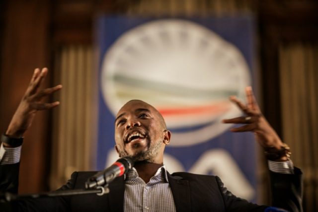 Mmusi Maimane, the leader of the South African Democratic Alliance opposition party addres