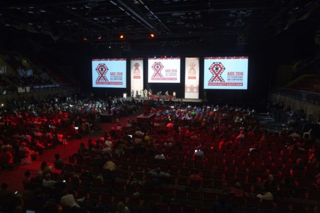 Hundreds of delegates attend the closing ceremony of the International AIDS conference in