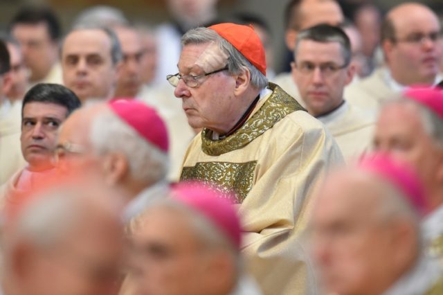 Vatican finance chief, Australian Cardinal George Pell attends a mass for the ordination o